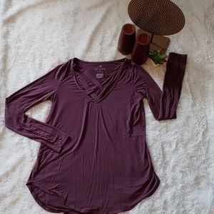American Eagle Outfitters Purple Long Sleeve Tee